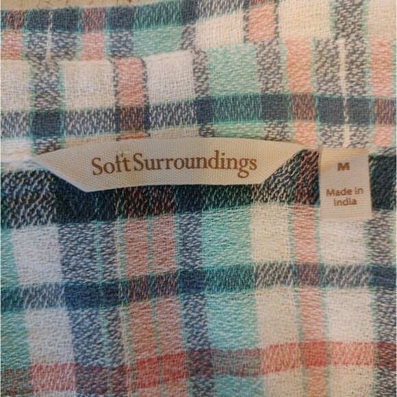 Soft Surroundings Womens M Emerson Plaid Tunic Shirt Roll Tab Sleeves Multicolor - Picture 7 of 10